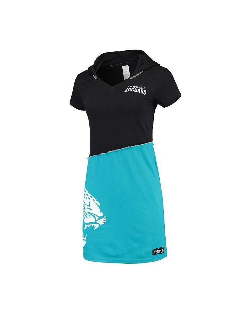 Women's Black Teal Jacksonville Jaguars Hooded Mini Dress Black $36.55 Dresses