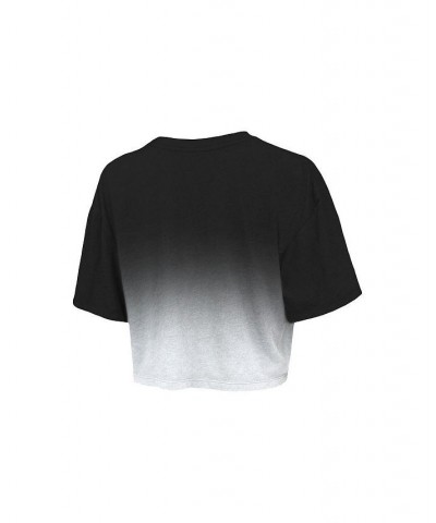 Women's Threads Black and White Brooklyn Nets Repeat Dip-Dye Cropped T-shirt Black, White $32.50 Tops