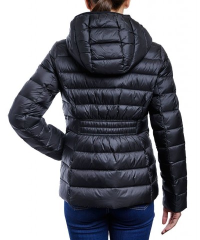 Women's Hooded Packable Down Shine Puffer Coat Black $58.22 Coats