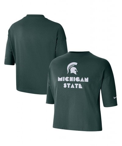 Women's Green Michigan State Spartans Crop Performance T-shirt Green $24.29 Tops