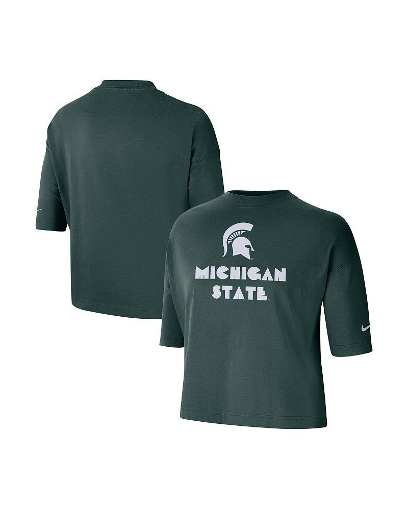 Women's Green Michigan State Spartans Crop Performance T-shirt Green $24.29 Tops