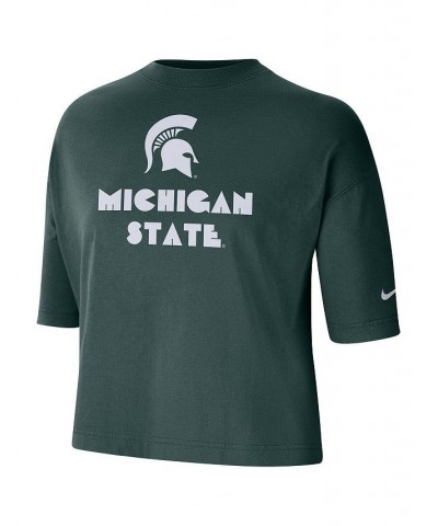 Women's Green Michigan State Spartans Crop Performance T-shirt Green $24.29 Tops