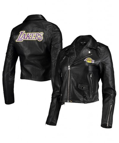 Women's Black Los Angeles Lakers Moto Full-Zip Jacket Black $67.50 Jackets