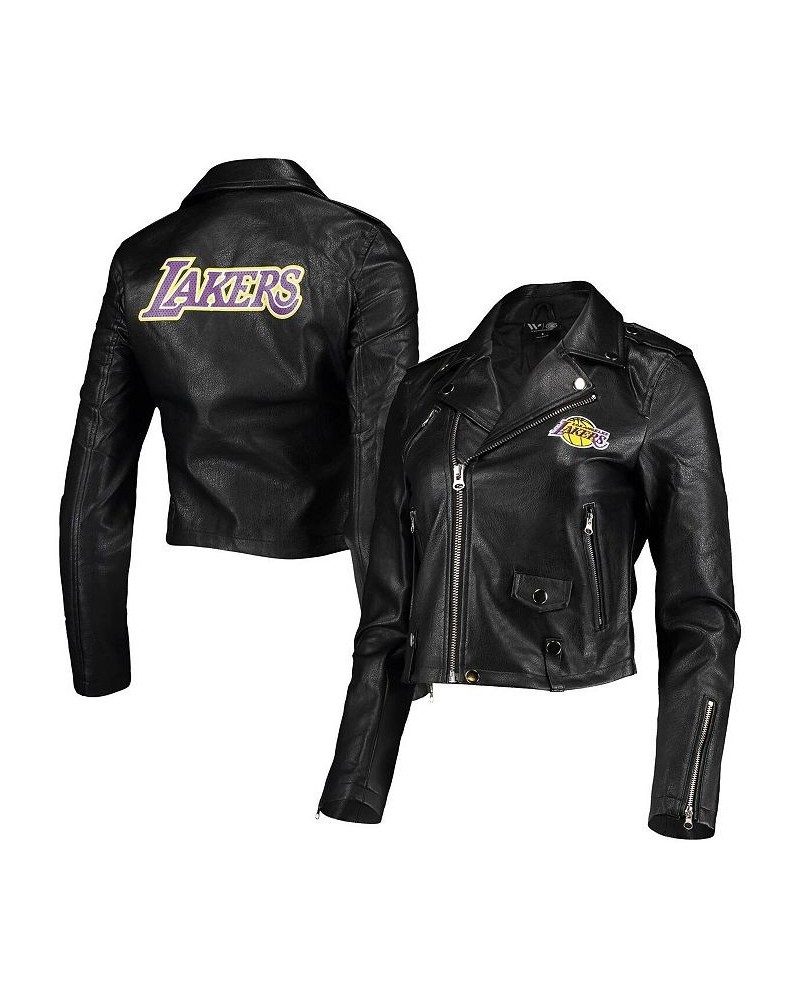 Women's Black Los Angeles Lakers Moto Full-Zip Jacket Black $67.50 Jackets