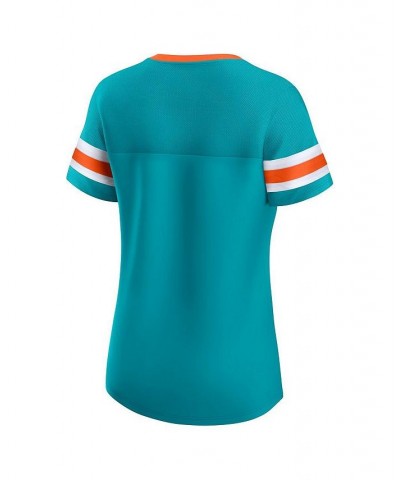 Women's Branded Aqua Miami Dolphins Original State Lace-Up T-shirt Aqua $25.01 Tops