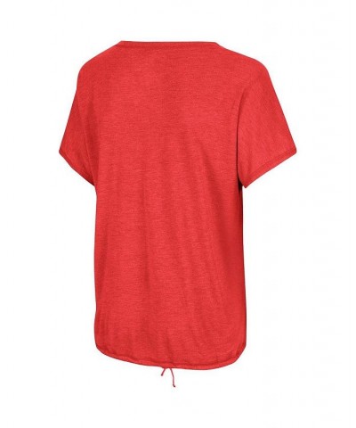 Women's Heathered Scarlet Nebraska Huskers Fifth Sense Drawcord V-Neck T-shirt Scarlet $20.00 Tops