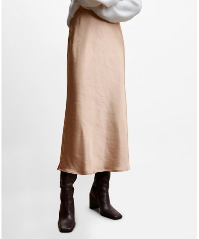 Women's Satin Long Skirt Tan/Beige $37.80 Skirts