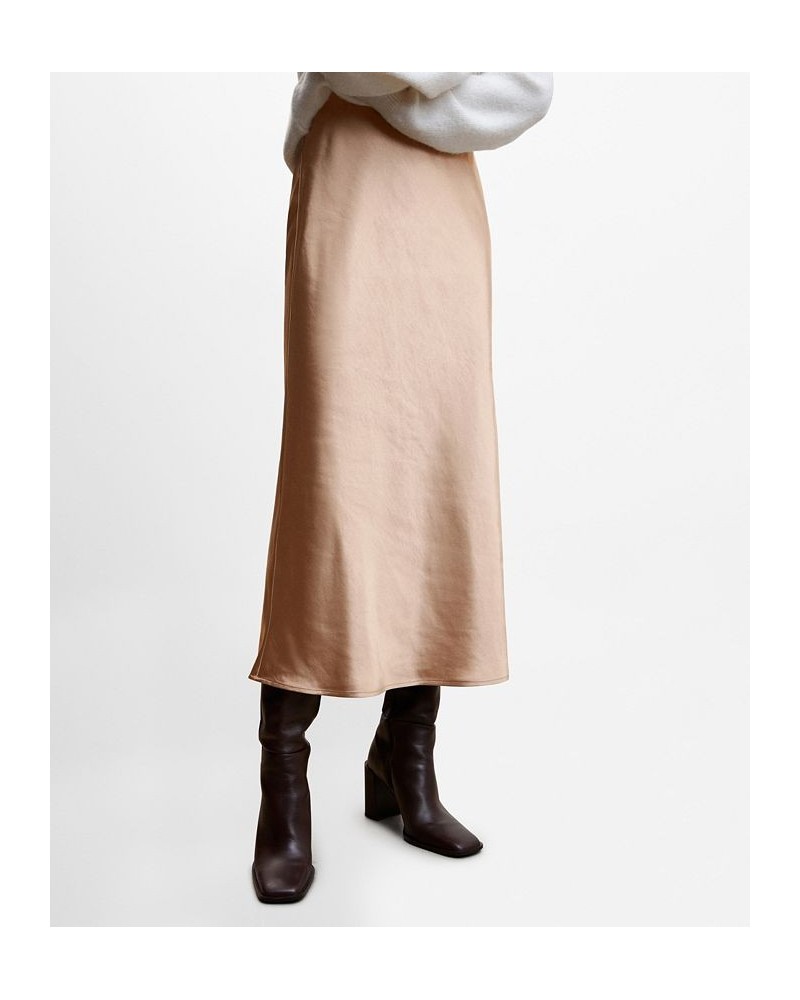 Women's Satin Long Skirt Tan/Beige $37.80 Skirts