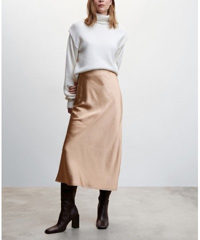 Women's Satin Long Skirt Tan/Beige $37.80 Skirts