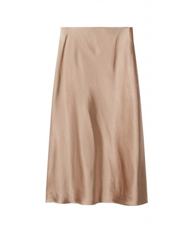 Women's Satin Long Skirt Tan/Beige $37.80 Skirts