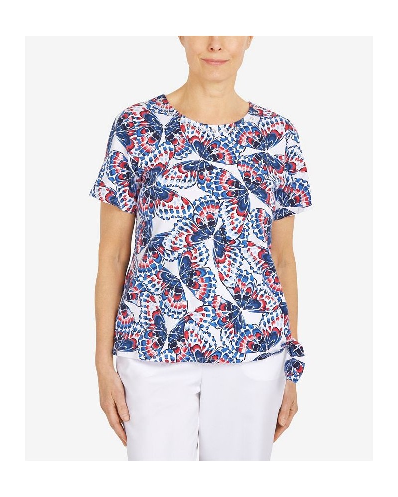 Petite Printed Butterfly Tie Hem Top Multi $26.45 Tops