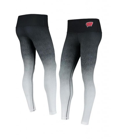 Women's Black and White Wisconsin Badgers Geometric Print Ombre Leggings Black, White $31.85 Pants