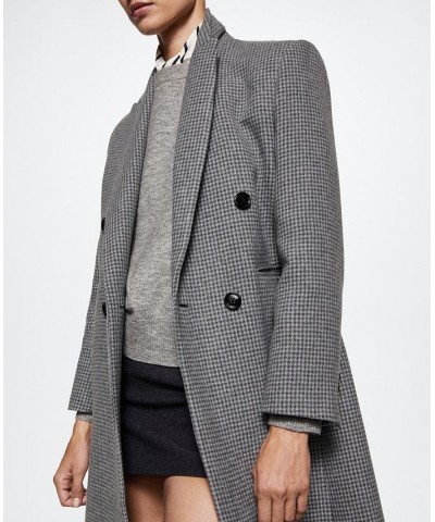 Women's Houndstooth Coat Light Heather Gray $75.60 Coats