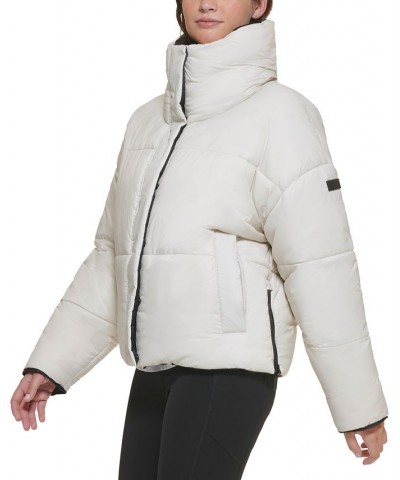 Women's Reversible Oversized Zip-Up Puffer Jacket Tan/Beige $40.74 Jackets