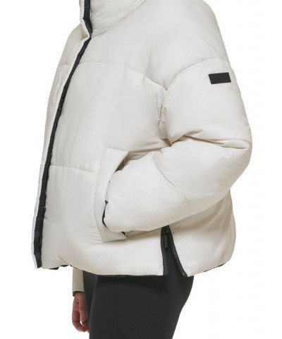 Women's Reversible Oversized Zip-Up Puffer Jacket Tan/Beige $40.74 Jackets