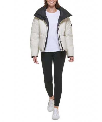 Women's Reversible Oversized Zip-Up Puffer Jacket Tan/Beige $40.74 Jackets