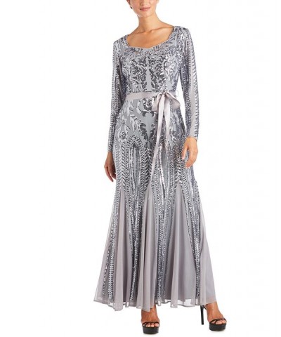 Embellished Godet Gown Silver $64.79 Dresses