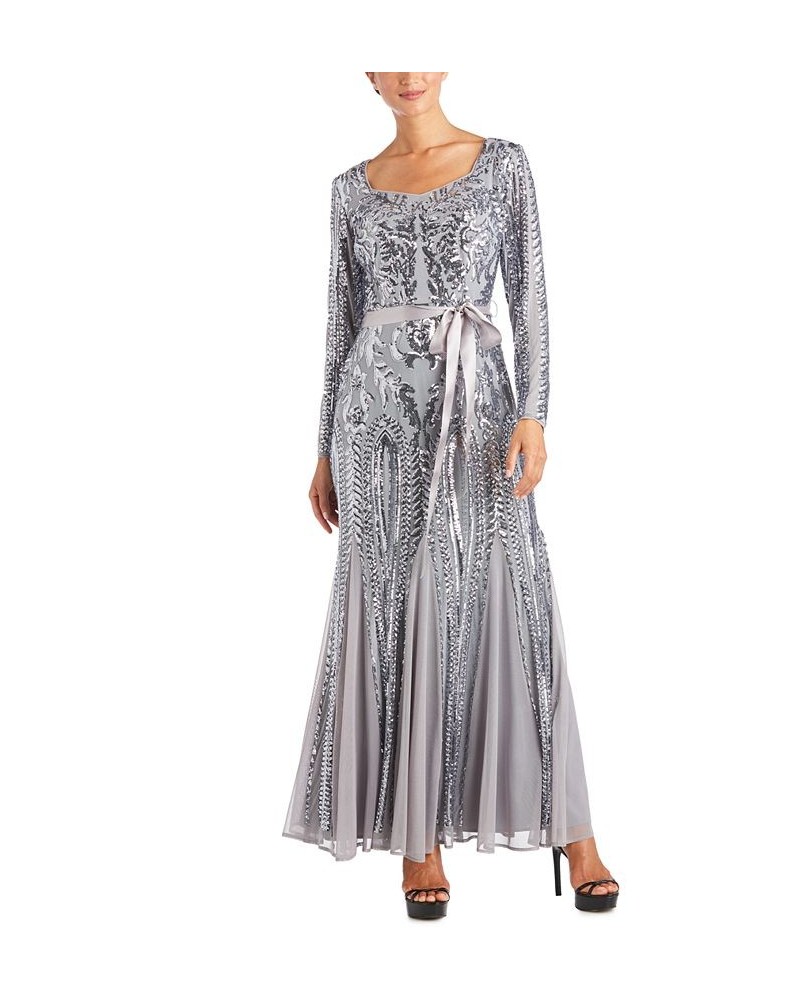 Embellished Godet Gown Silver $64.79 Dresses