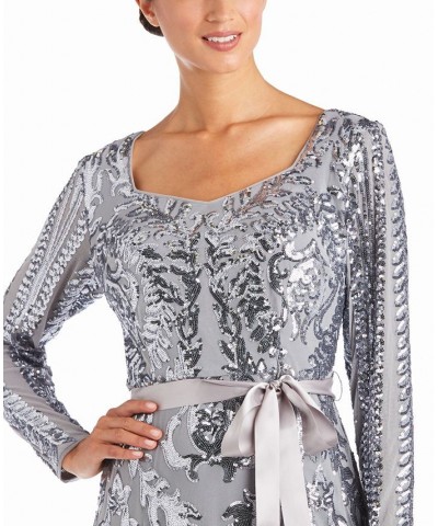 Embellished Godet Gown Silver $64.79 Dresses