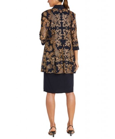 Petite 2-Pc. Paisley-Print Jacket & Dress Set Navy/Gold $43.60 Dresses