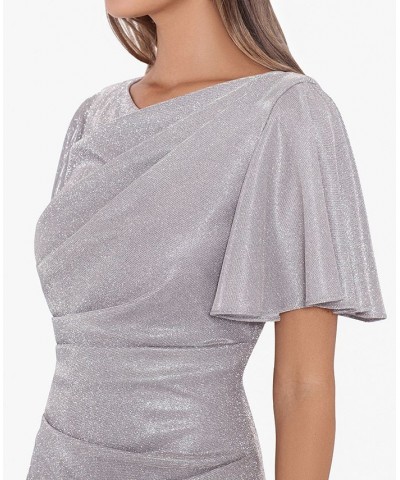 Petite Flutter-Sleeve Metallic Gown Taupe/Silver $113.62 Dresses