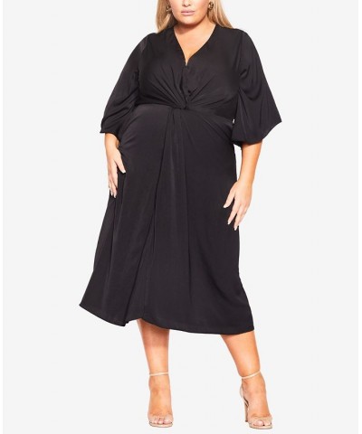 Plus Size Trendy Lindsey Wrap Dress Black $58.11 Dresses