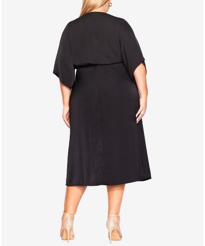 Plus Size Trendy Lindsey Wrap Dress Black $58.11 Dresses