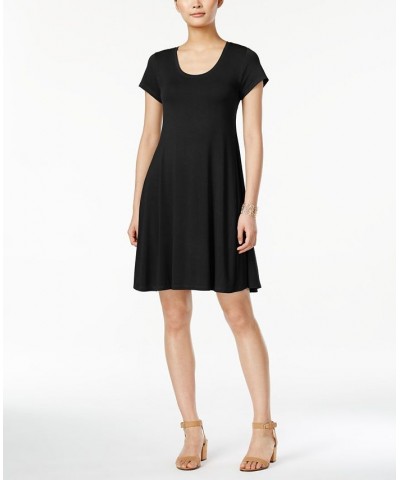 Women's Short-Sleeve A-Line Dress Black $15.29 Dresses