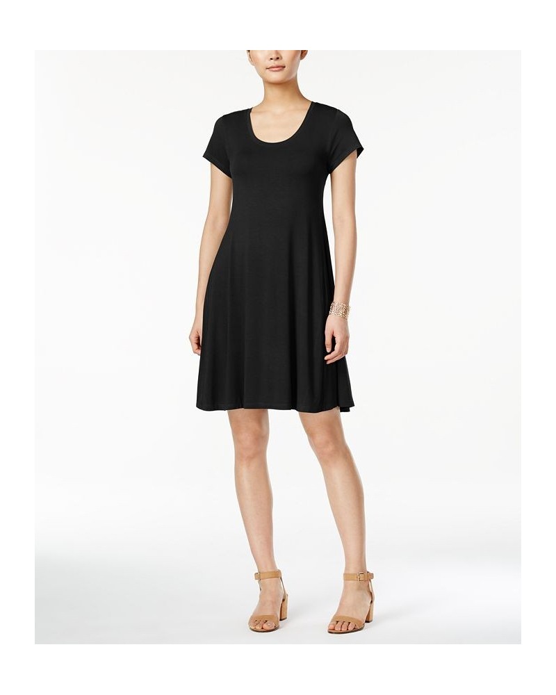 Women's Short-Sleeve A-Line Dress Black $15.29 Dresses