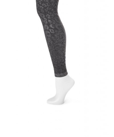 Women's Fleece Lined Embossed Leggings Dark Gray Leopard $16.66 Pants