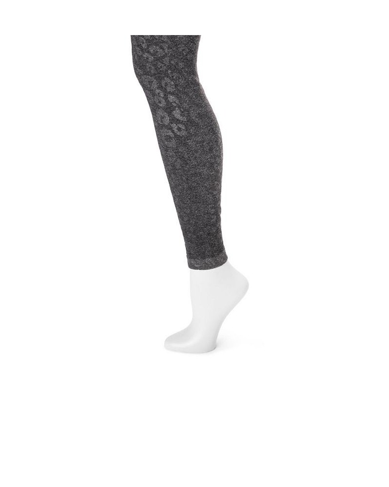 Women's Fleece Lined Embossed Leggings Dark Gray Leopard $16.66 Pants