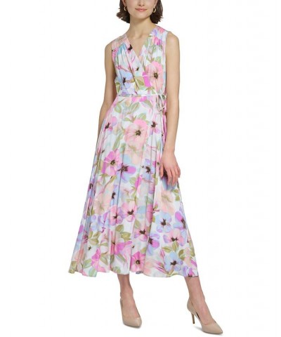 Women's Floral-Print Sleeveless Wrap Dress Cream Multi $59.04 Dresses