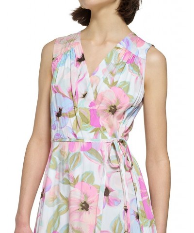 Women's Floral-Print Sleeveless Wrap Dress Cream Multi $59.04 Dresses