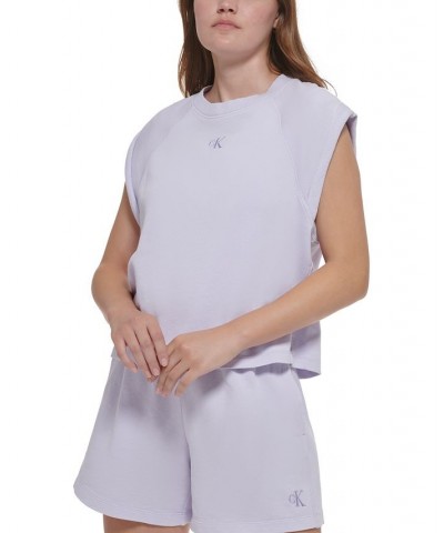 Women's Sleeveless Cotton Sweatshirt Purple $13.49 Sweatshirts