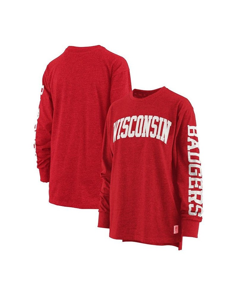 Women's Red Wisconsin Badgers Plus Size Two-Hit Canyon Long Sleeve T-shirt Red $30.00 Tops