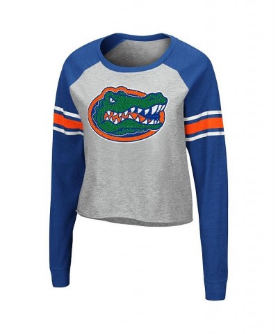 Women's Heathered Gray and Royal Florida Gators Decoder Pin Raglan Long Sleeve T-shirt Heathered Gray, Royal $25.00 Tops