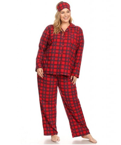 Plus Size 3-Piece Pajama Set Red Plaid $26.00 Sleepwear