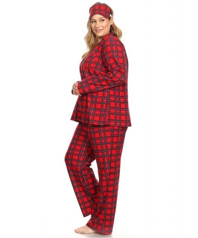 Plus Size 3-Piece Pajama Set Red Plaid $26.00 Sleepwear