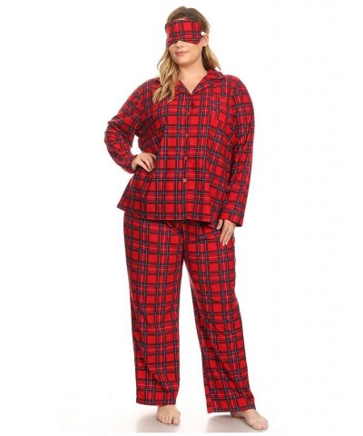 Plus Size 3-Piece Pajama Set Red Plaid $26.00 Sleepwear