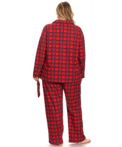 Plus Size 3-Piece Pajama Set Red Plaid $26.00 Sleepwear