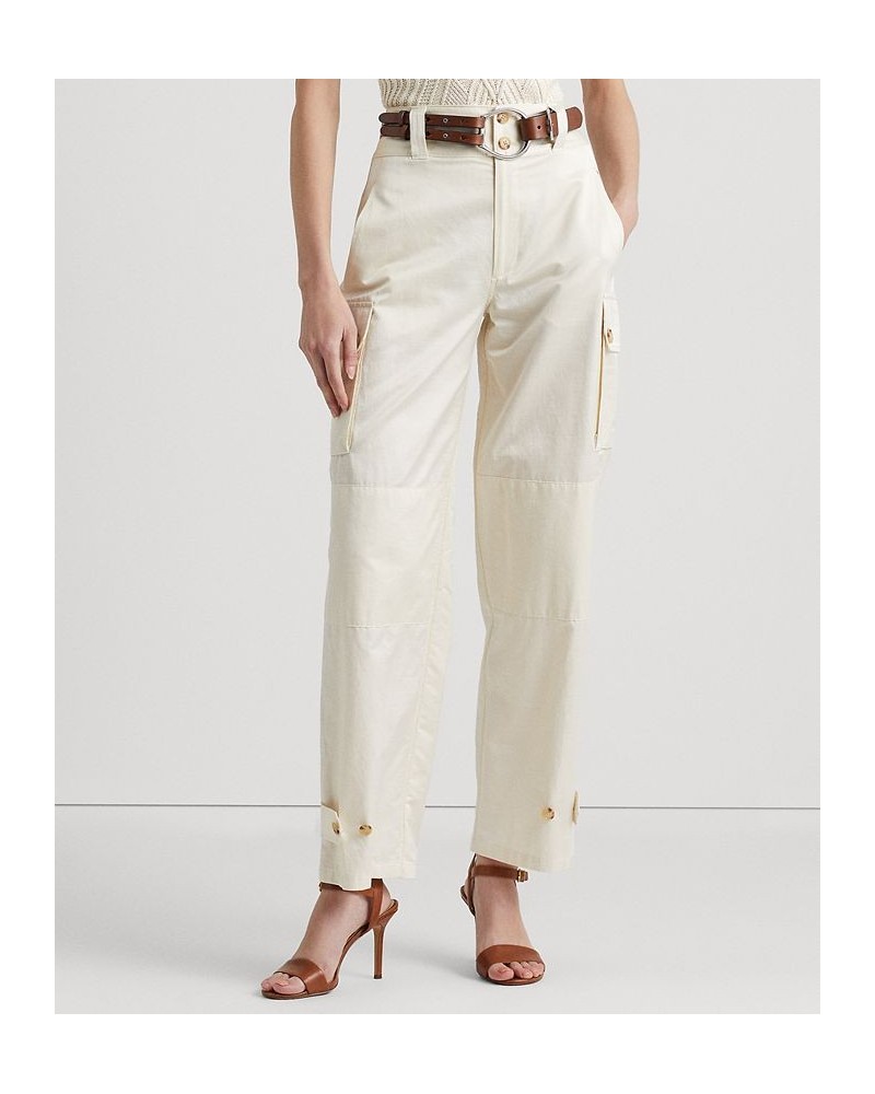 Women's Shantung Wide-Leg Cargo Pants Mascarpone Cream $68.45 Pants