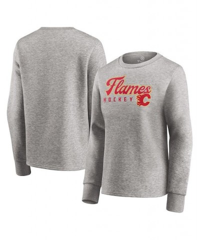 Women's Branded Heathered Gray Calgary Flames Fan Favorite Script Pullover Sweatshirt Heathered Gray $34.30 Sweatshirts