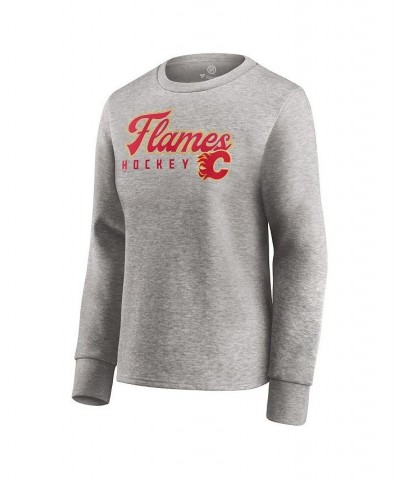 Women's Branded Heathered Gray Calgary Flames Fan Favorite Script Pullover Sweatshirt Heathered Gray $34.30 Sweatshirts