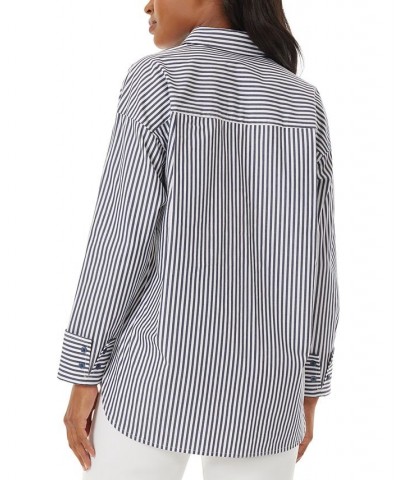 Women's Cotton Oversized Striped Shirt Collection Navy/nyc White $29.85 Tops