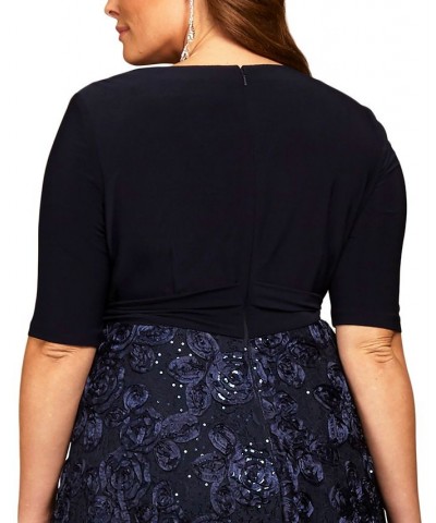 Plus Size Surplice Rosettes Dress Navy $89.64 Dresses