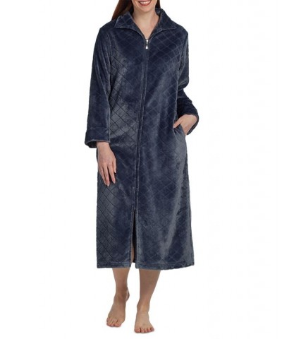 Women's Long-Sleeve Collared Knit Robe Gray $33.00 Sleepwear