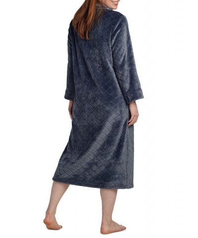 Women's Long-Sleeve Collared Knit Robe Gray $33.00 Sleepwear