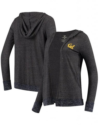 Women's Charcoal Cal Bears Steeplechase Open Hooded Tri-Blend Cardigan Gray $28.49 Sweaters
