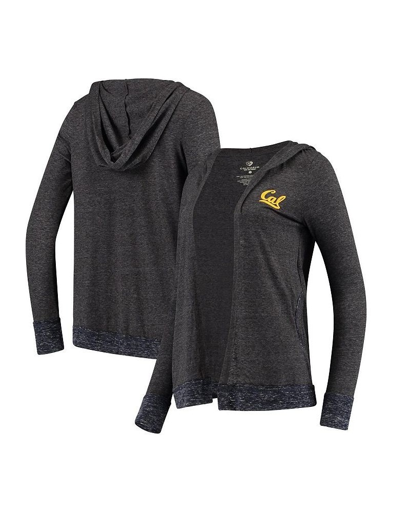 Women's Charcoal Cal Bears Steeplechase Open Hooded Tri-Blend Cardigan Gray $28.49 Sweaters