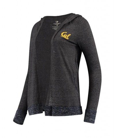 Women's Charcoal Cal Bears Steeplechase Open Hooded Tri-Blend Cardigan Gray $28.49 Sweaters